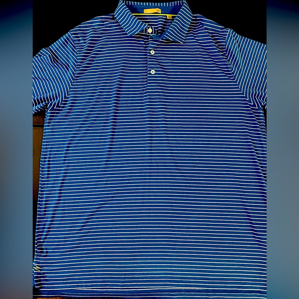 Men's Blue Striped Polo Shirt - Tasc